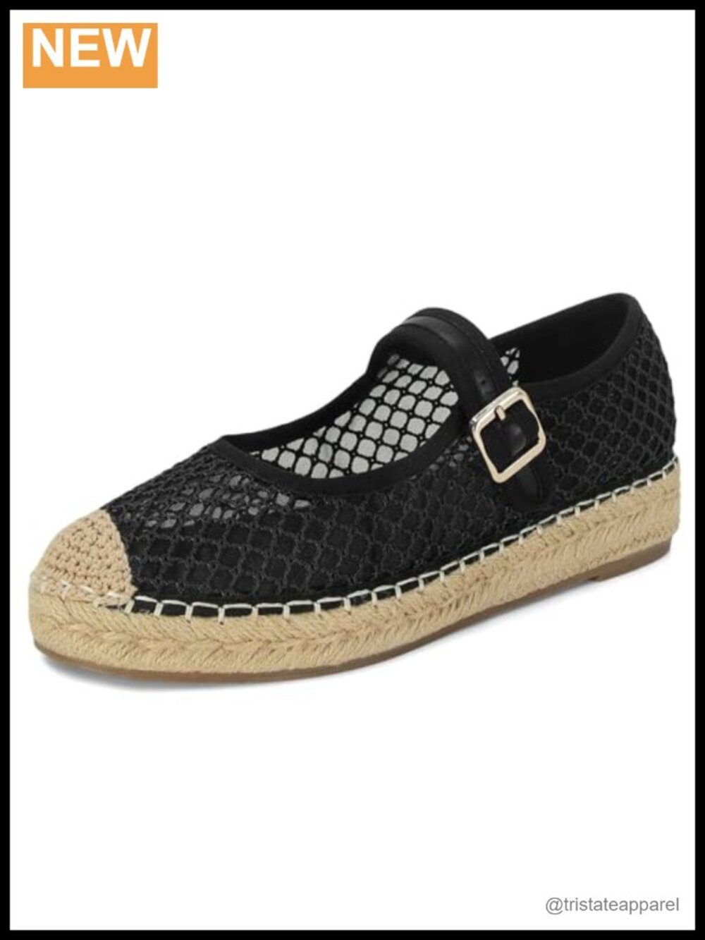 Women's Platform Mary Jane Espadrille Flats Mesh Woven Raffia Buckle Strap